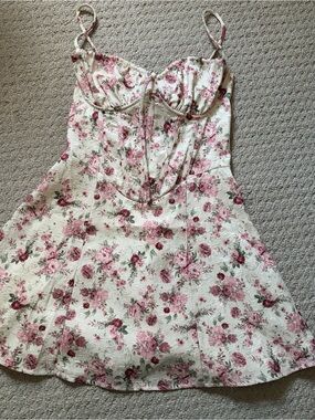 Windsor corset Floral Spaghetti-Strap Dress with Pink Rose Print
